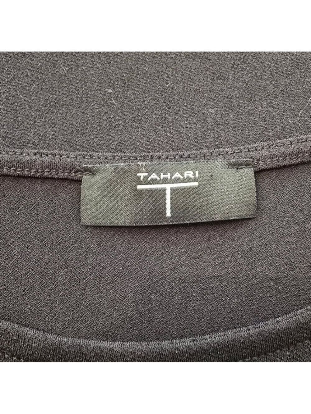 Tahari Black Asymmetrical Long Sleeve Tunic Blouse Sz L - Picture 6 of 9